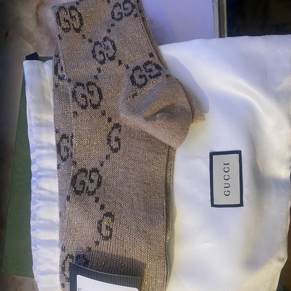 Lamé GG Socks Beige Cotton